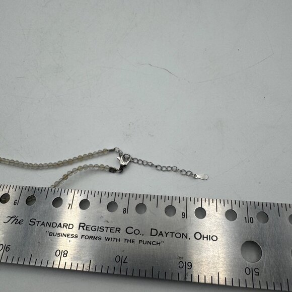 Crystal Beaded Necklace Adjustable Chain Clasp White and Gray Gemstone Design - Picture 7 of 7